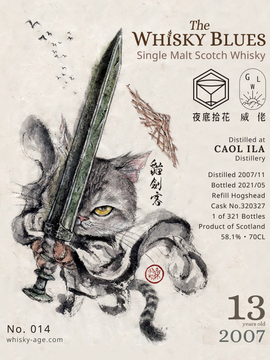 The Whisky Blues, No.014, Caol Ila 2007/2021 13yo, Refill Hogshead #320327, 58.1%